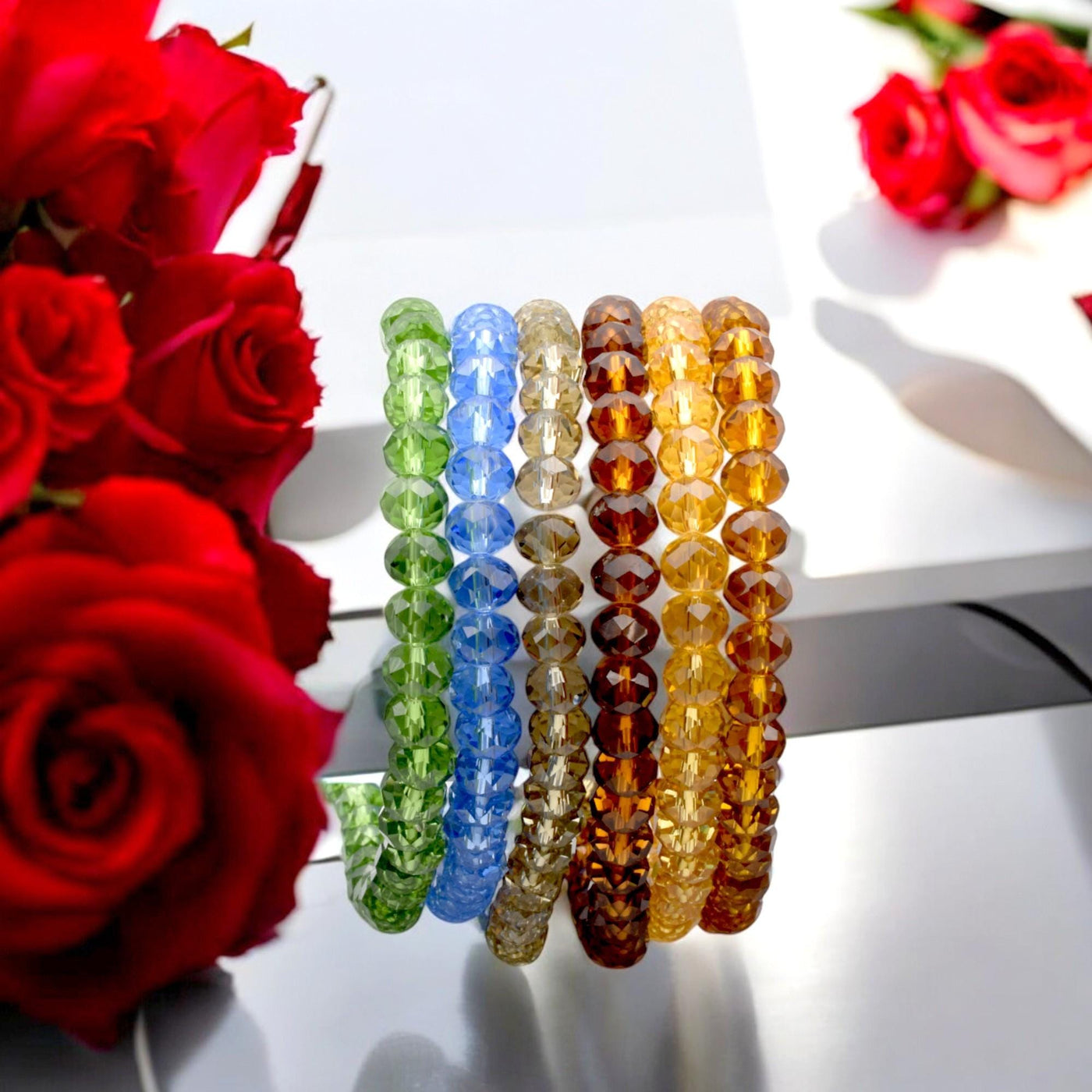 Faceted Crystal Donut Rondelle Beads – Multicolor transparent see through Jewelry Making Beads jewelry making supplies - d...