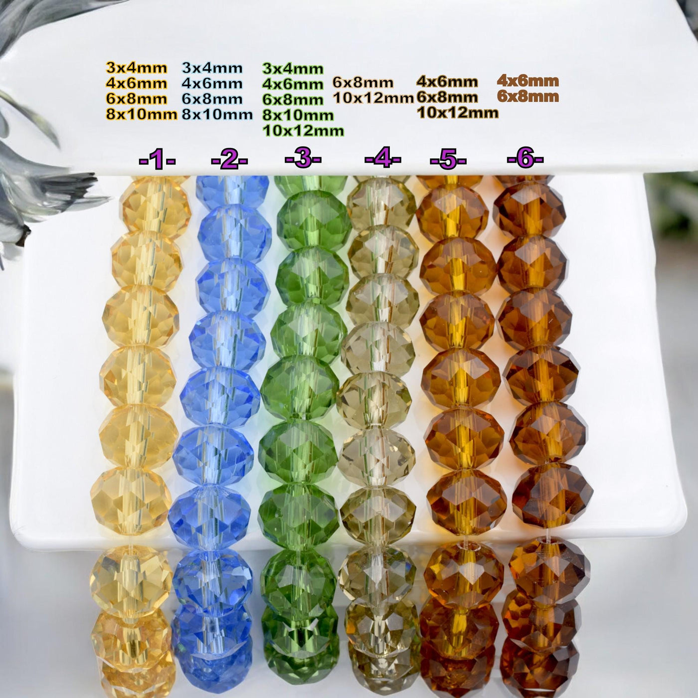 Faceted Crystal Donut Rondelle Beads – Multicolor transparent see through Jewelry Making Beads jewelry making supplies