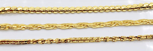 Gold Filled Waterproof Chains: Elegant Tarnish-Resistant Finish - Flat S-Snake, Twist Rope & Twisted Box Styles for Jewelry Making