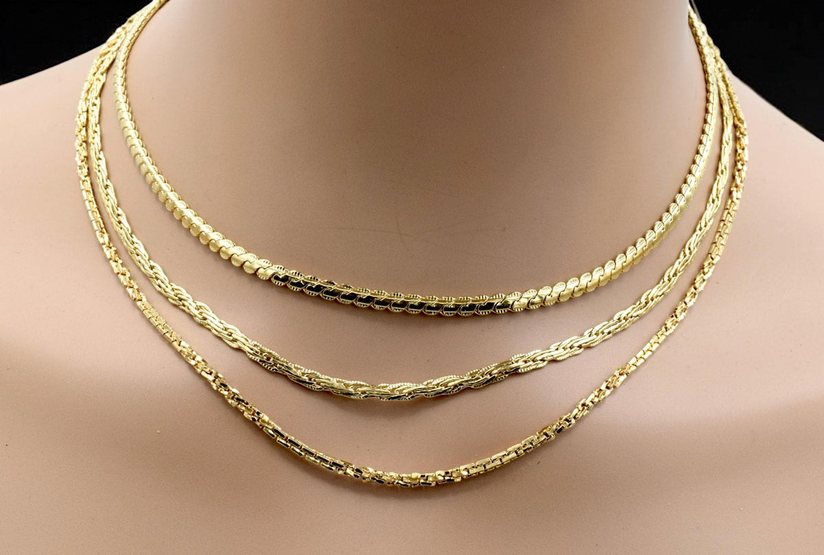 Gold Filled Waterproof Chains: Elegant Tarnish-Resistant Finish - Flat S-Snake, Twist Rope & Twisted Box Styles for Jewelry Making
