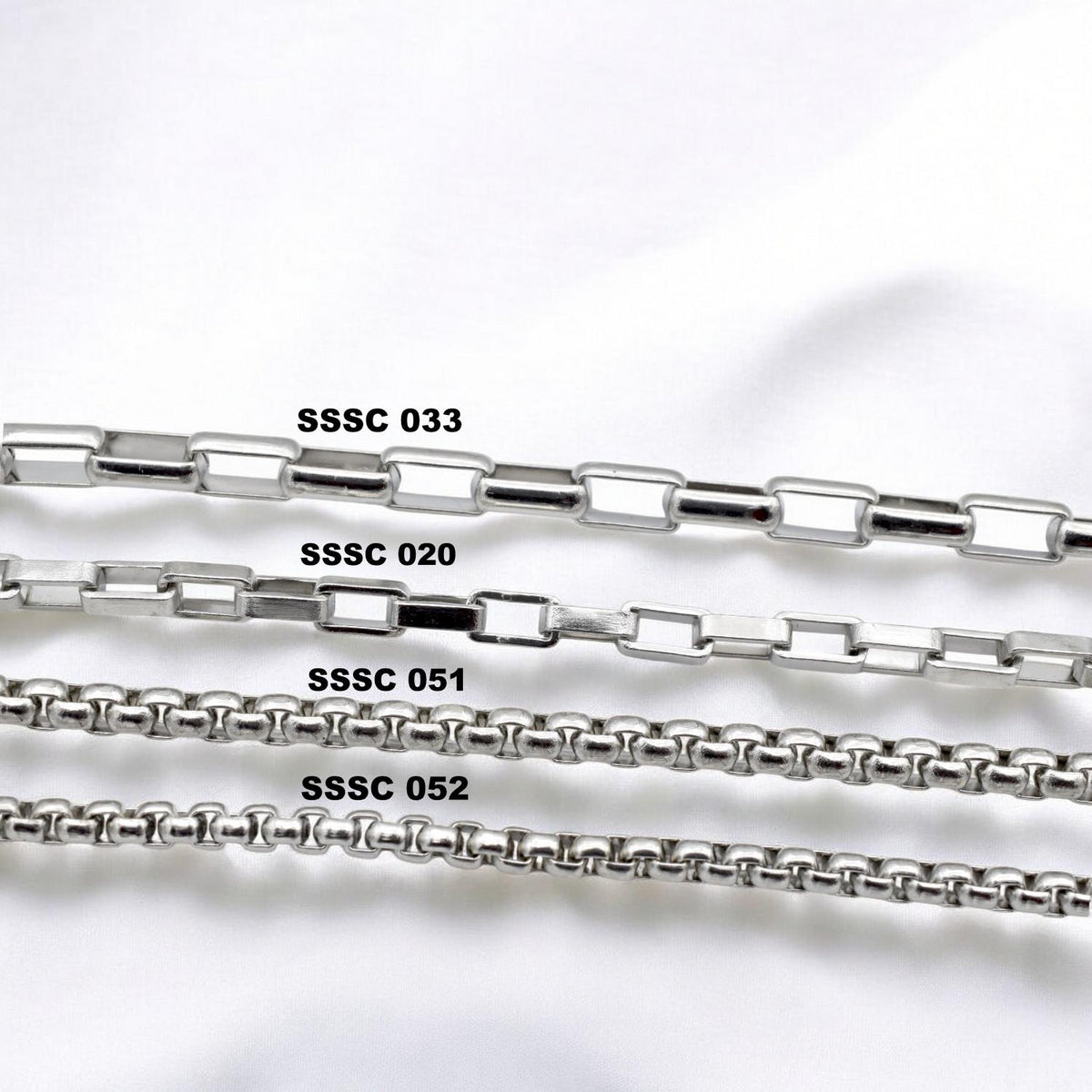 Chain By The Yard Durable Steel Chains: Rectangular Link, Box & Round Bead Styles | Tarnish-Resistant, Versatile Use | Sold Per Yard