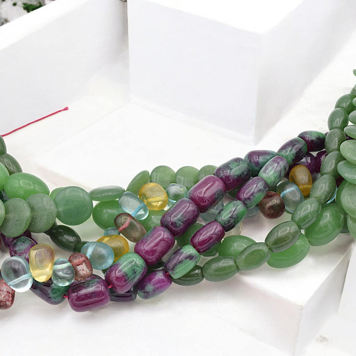 Bulk Green Aventurine, Fluorite, Ruby Zoisite, Jade Gemstone Beads – Natural Polished Loose for Jewelry Making, DIY Crafts Beading-Wholesale