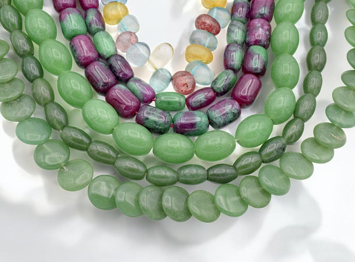 Bulk Green Aventurine, Fluorite, Ruby Zoisite, Jade Gemstone Beads – Natural Polished Loose for Jewelry Making, DIY Crafts Beading-Wholesale