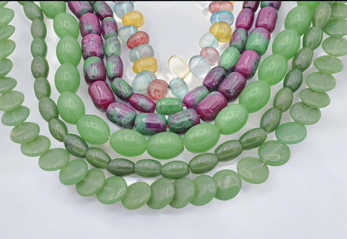 Bulk Green Aventurine, Fluorite, Ruby Zoisite, Jade Gemstone Beads – Natural Polished Loose for Jewelry Making, DIY Crafts Beading-Wholesale