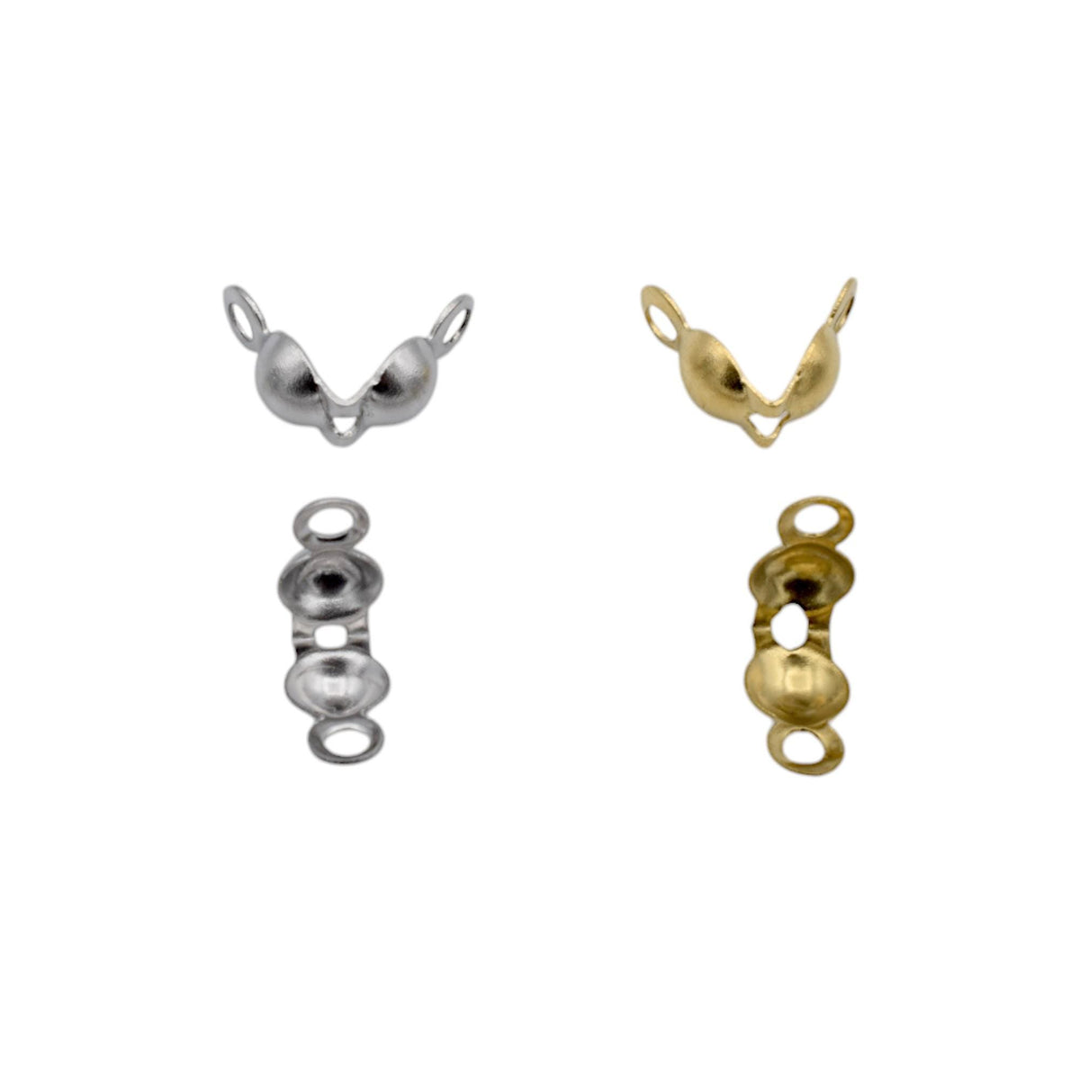 Shell Crimp Covers Gold Plated: Elegant Double Loop - 4mm Size, Stainless Steel, Jewelry Findings for Bracelets & Necklaces