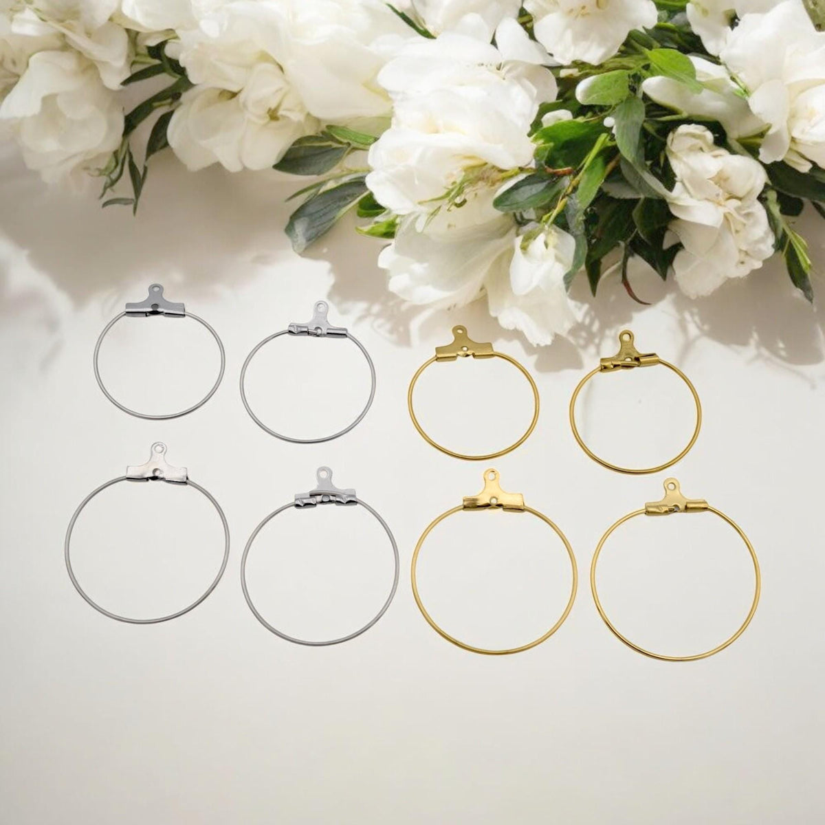 Stainless Steel and Gold Plated Clip On Wire Hoop Rings – Durable and Versatile 20mm and 25mm jewelry making supplies - de...