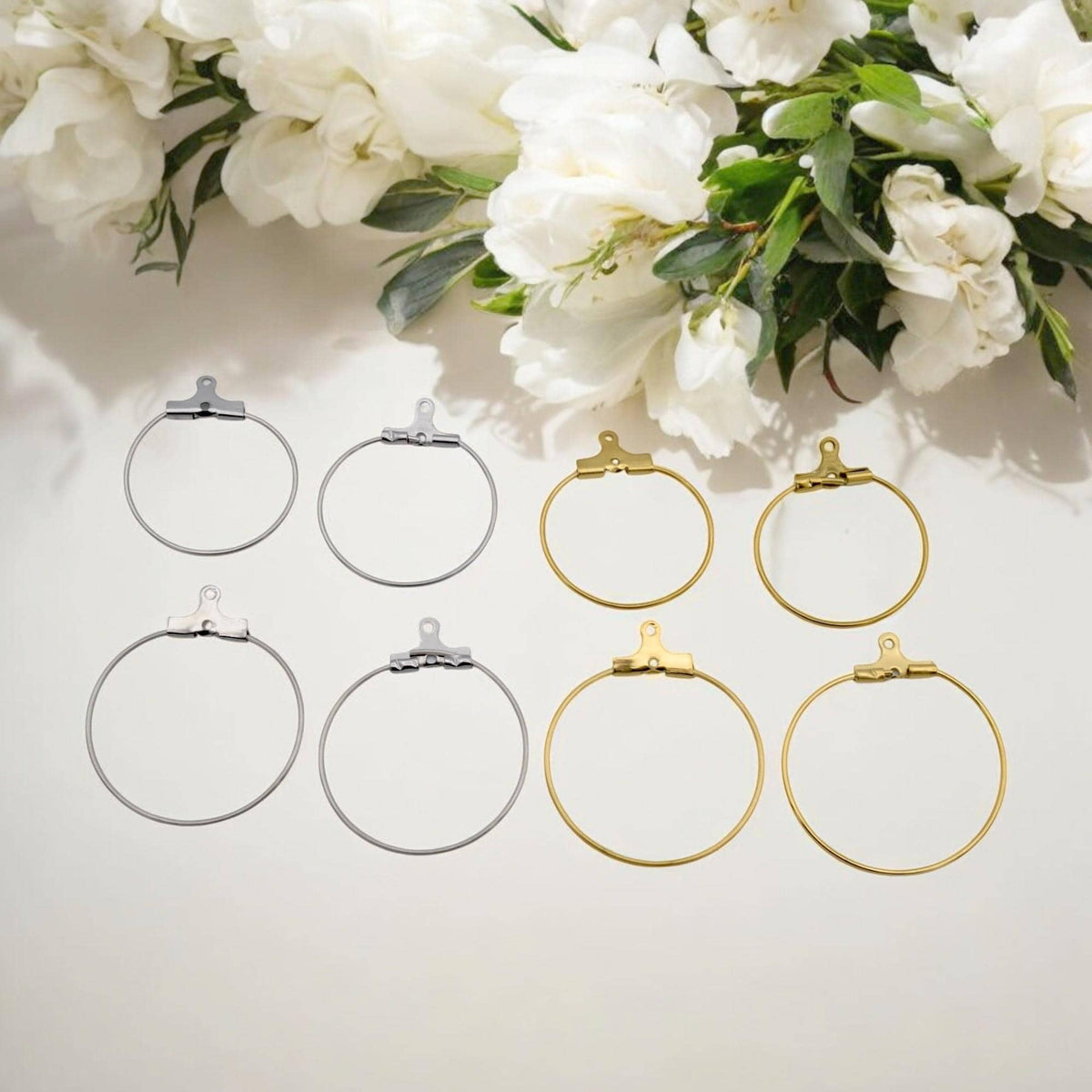 Gold Plated Clip On Wire Hoop Rings: Sleek Finish - Durable Stainless Steel, Jewelry Making, DIY Decoration Hoops