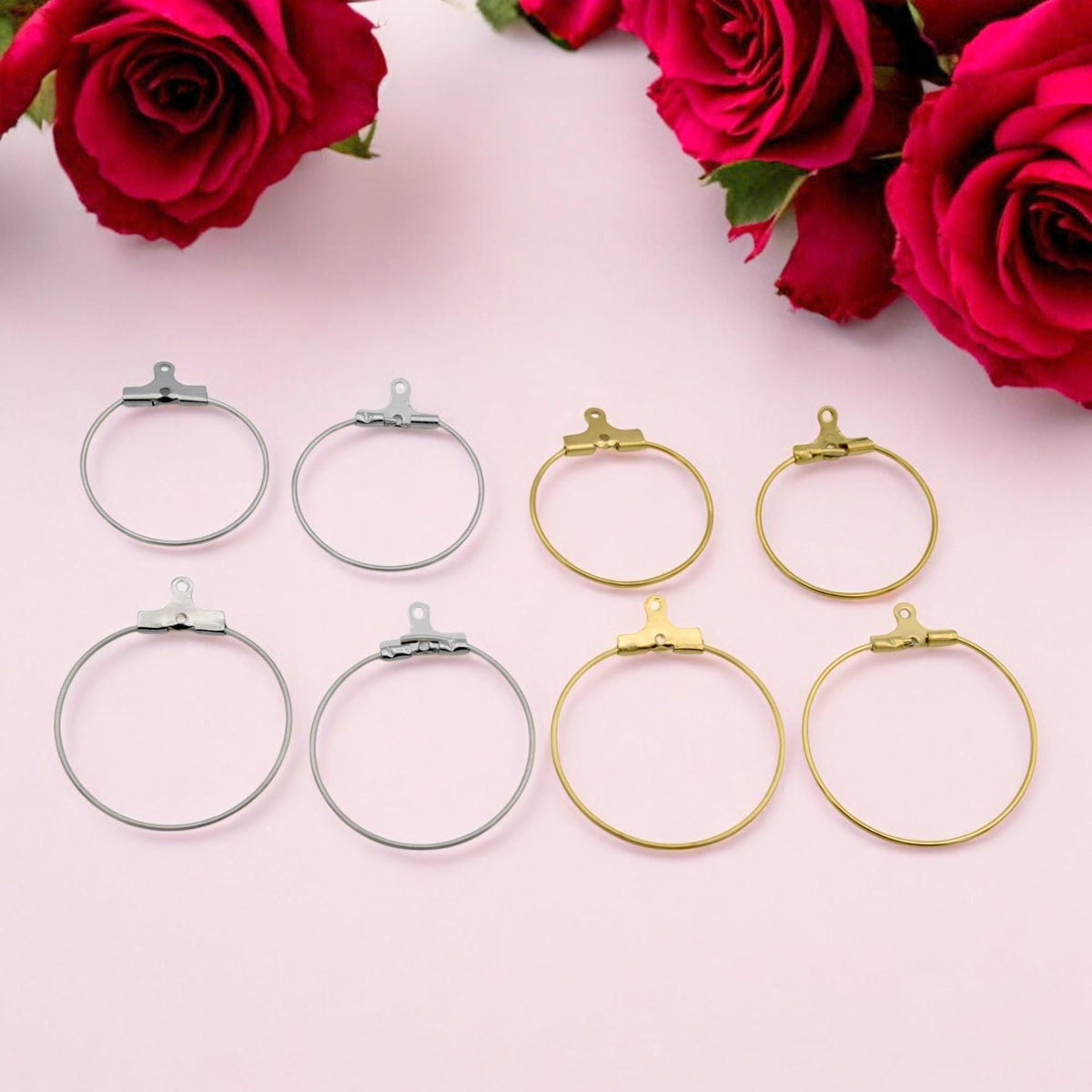 Stainless Steel and Gold Plated Clip On Wire Hoop Rings – Durable and Versatile 20mm and 25mm jewelry making supplies - de...