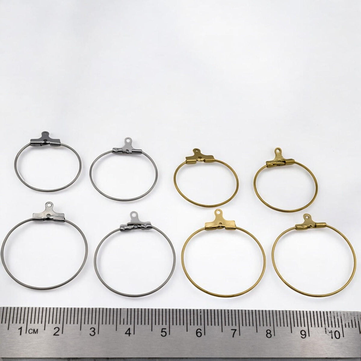 Gold Plated Clip On Wire Hoop Rings: Sleek Finish - Durable Stainless Steel, Jewelry Making, DIY Decoration Hoops