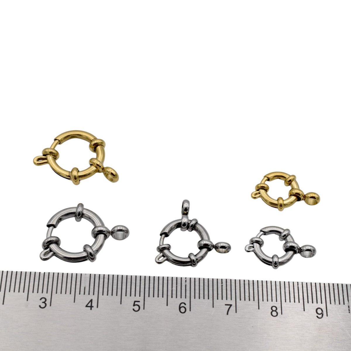 Stainless Steel and Gold Plated Spring Anchor Ring Clasps – Durable Jewelry Findings, 10mm,12mm and 14mm  Hypoallergenic S...