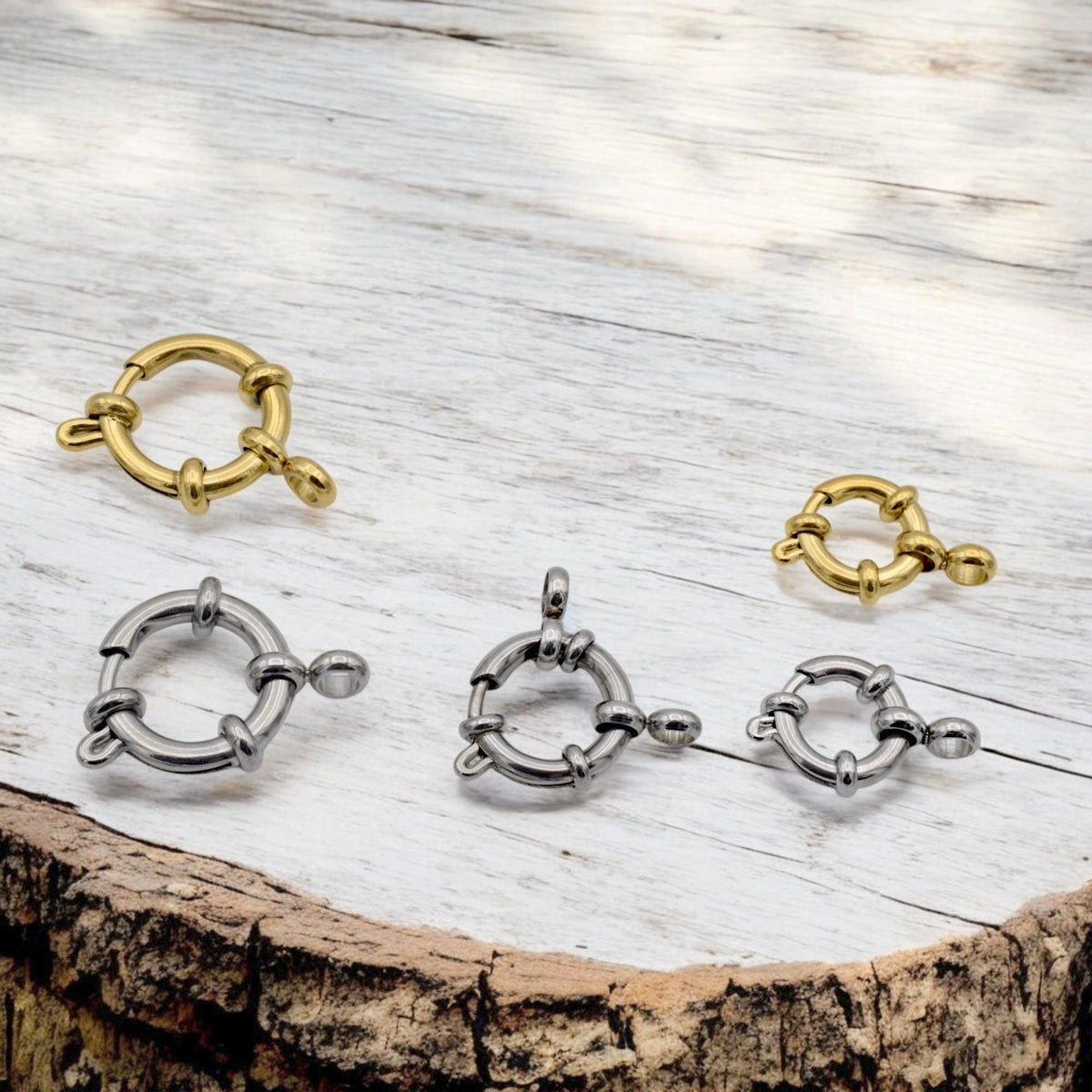 Stainless Steel and Gold Plated Spring Anchor Ring Clasps – Durable Jewelry Findings, 10mm,12mm and 14mm  Hypoallergenic S...