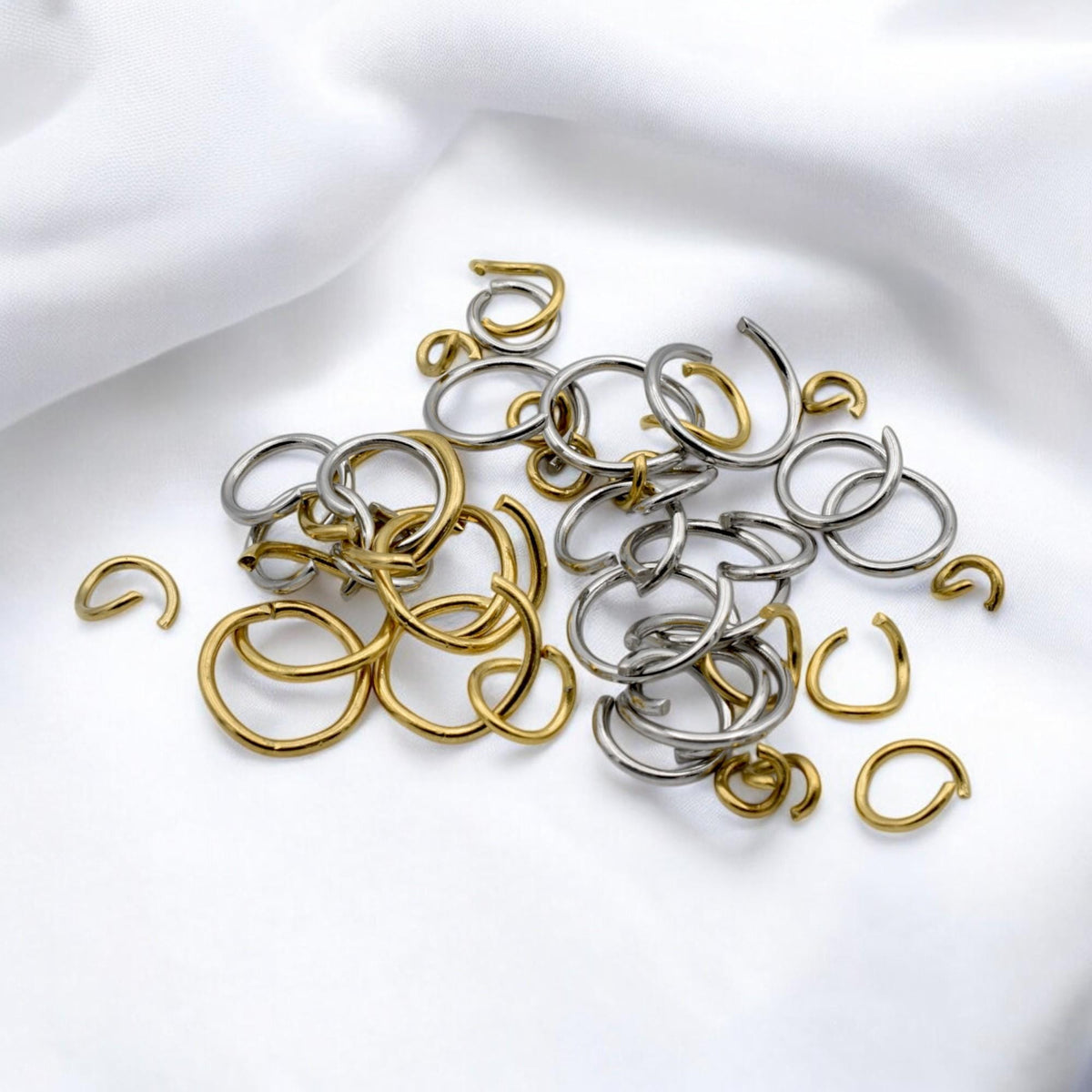 Gold Plated Open Jump Rings Jewelry Making Set, Mixed Sizes (4mm-10mm, Stainless Steel, 100 Pieces Bag)
