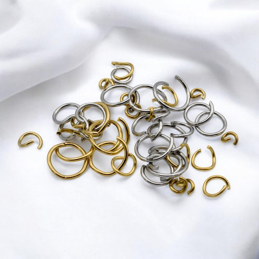 Gold Plated Open Jump Rings Jewelry Making Set, Mixed Sizes (4mm-10mm, Stainless Steel, 100 Pieces Bag)