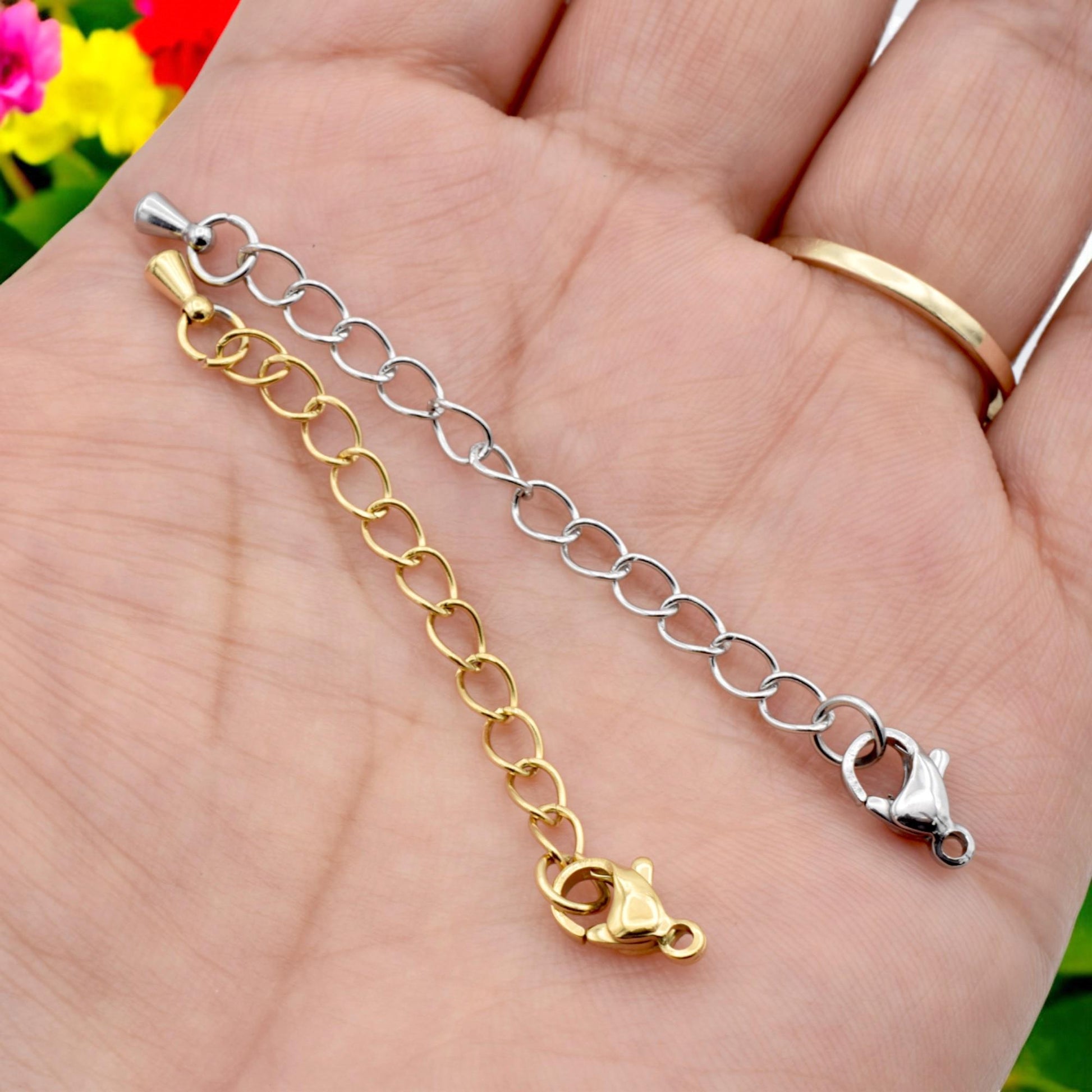 Gold Plated Chain Extenders: 2 Inch Adjustable Links, Lobster Clasp, Stainless Steel | Jewelry Repair, Durable Components | 12 Pieces