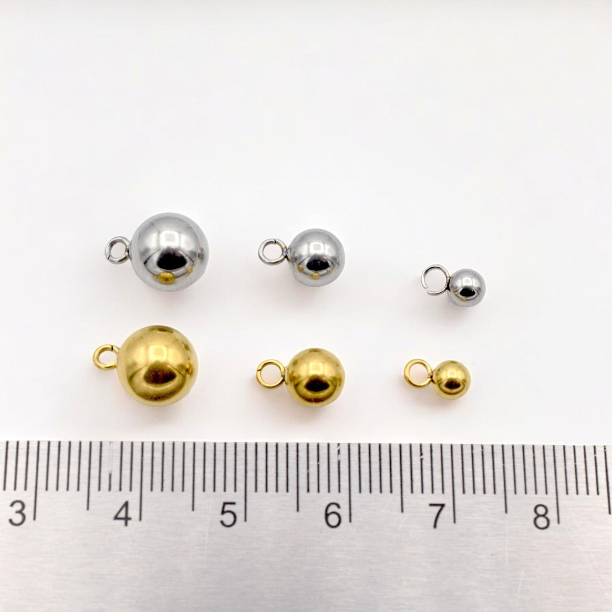 Hypoallergenic Stainless Steel and Gold Plated Ball Pendants Hanger Beads– Durable and Stylish Sizes 4 to 8mm jewelry maki...