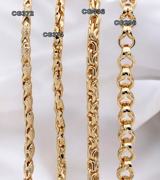 Gold Filled Alternative Waterproof Chains: Elegant Durable Jewelry Components (Anchor, Rope, Twisted Styles, Multiple Sizes)