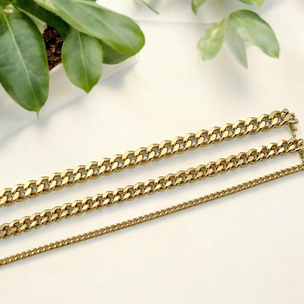 Gold Filled Alternative Waterproof Curb Chains: Classic Durable Design - Tarnish Resistant, Thick Metal Links, Jewelry Making Supplies