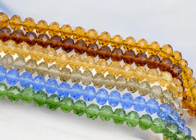 Faceted Crystal Donut Rondelle Beads – Multicolor transparent see through Jewelry Making Beads jewelry making supplies - d...