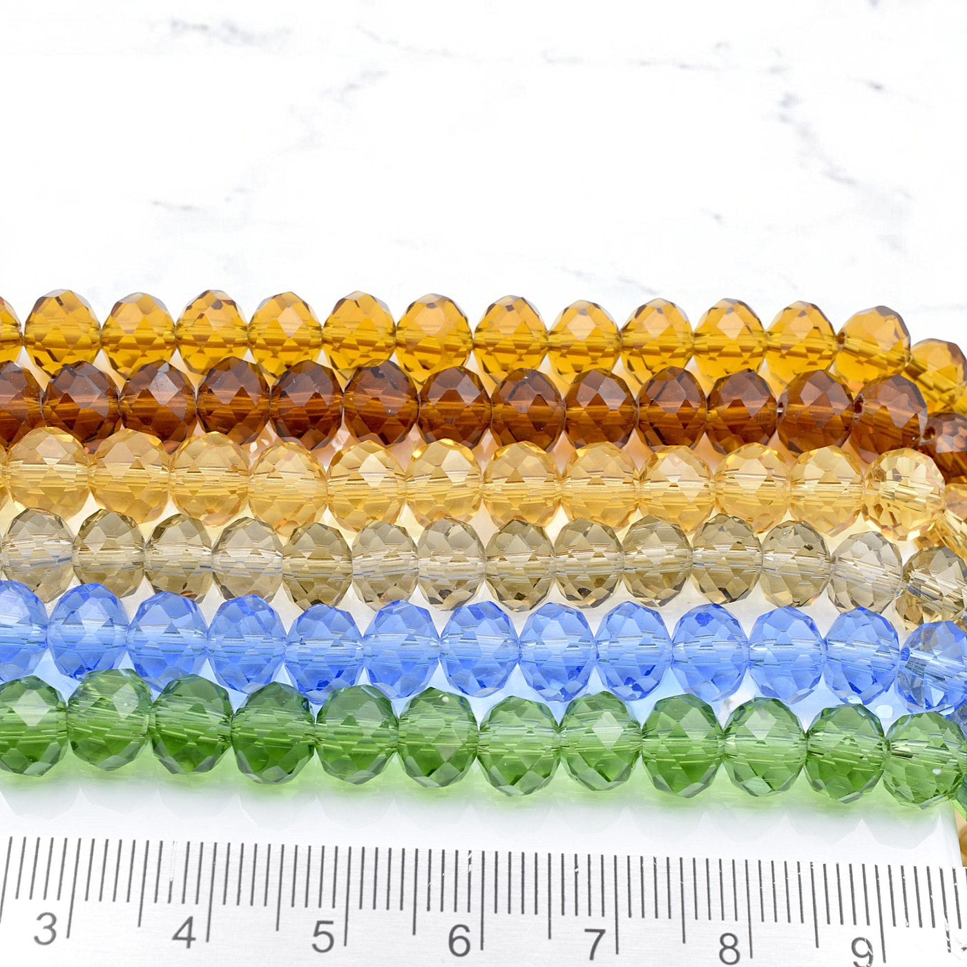 Faceted Crystal Donut Rondelle Beads – Multicolor transparent see through Jewelry Making Beads jewelry making supplies - d...