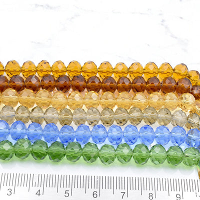 Faceted Crystal Donut Rondelle Beads – Multicolor transparent see through Jewelry Making Beads jewelry making supplies - d...