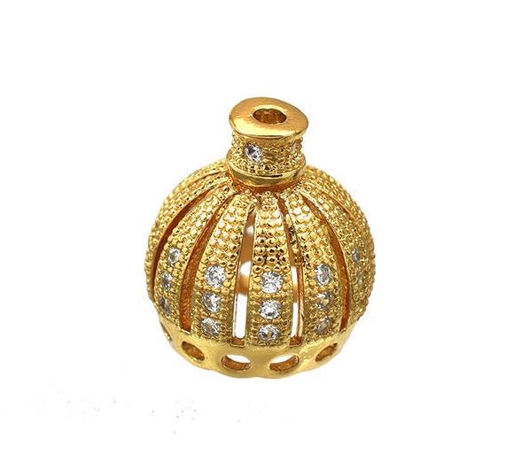 Elegant Gold Filled Alternative Beads: Regal Crown And Filigree, Sparkling Details - DIY Bracelet Charms
