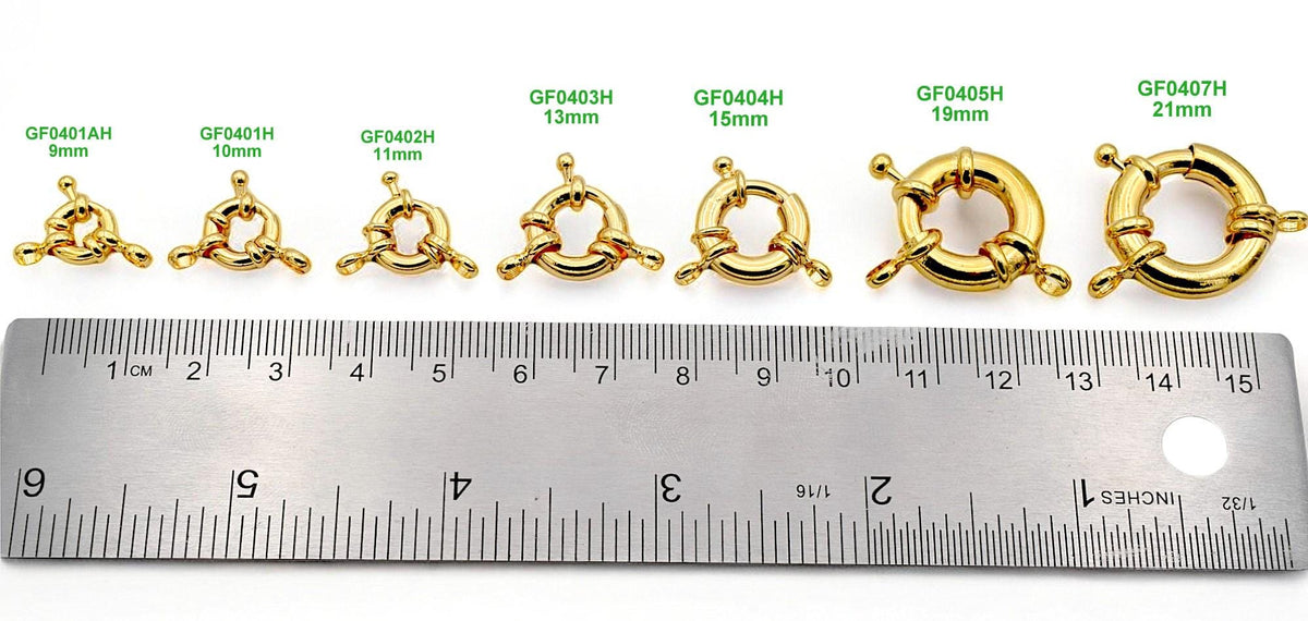 Wheel Spring Ring Clasp, Sizes, 10mm, 11mm, 13mm, 15mm,19mm,21mm 18K Gold Filled Alternative Findings Jewelry supplies 6 P...