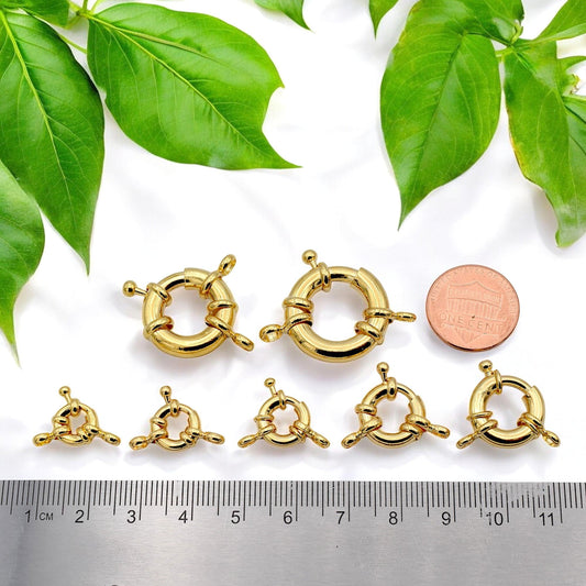 Wheel Spring Ring Clasp, Sizes, 10mm, 11mm, 13mm, 15mm,19mm,21mm 18K Gold Filled Alternative Findings Jewelry supplies 6 P...