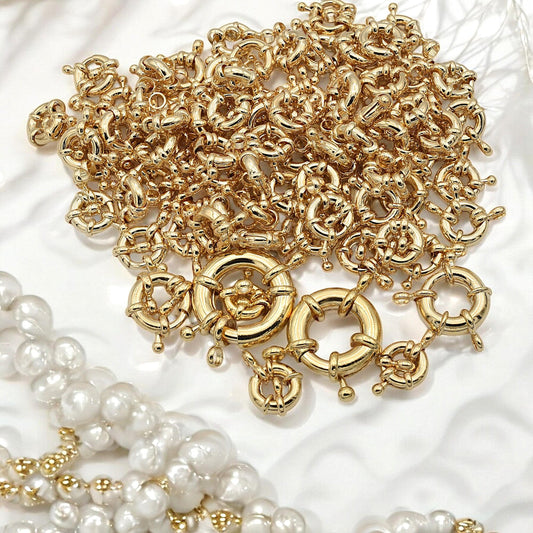 Wheel Spring Ring Clasp, Sizes, 10mm, 11mm, 13mm, 15mm,19mm,21mm 18K Gold Filled Alternative Findings Jewelry supplies 6 P...