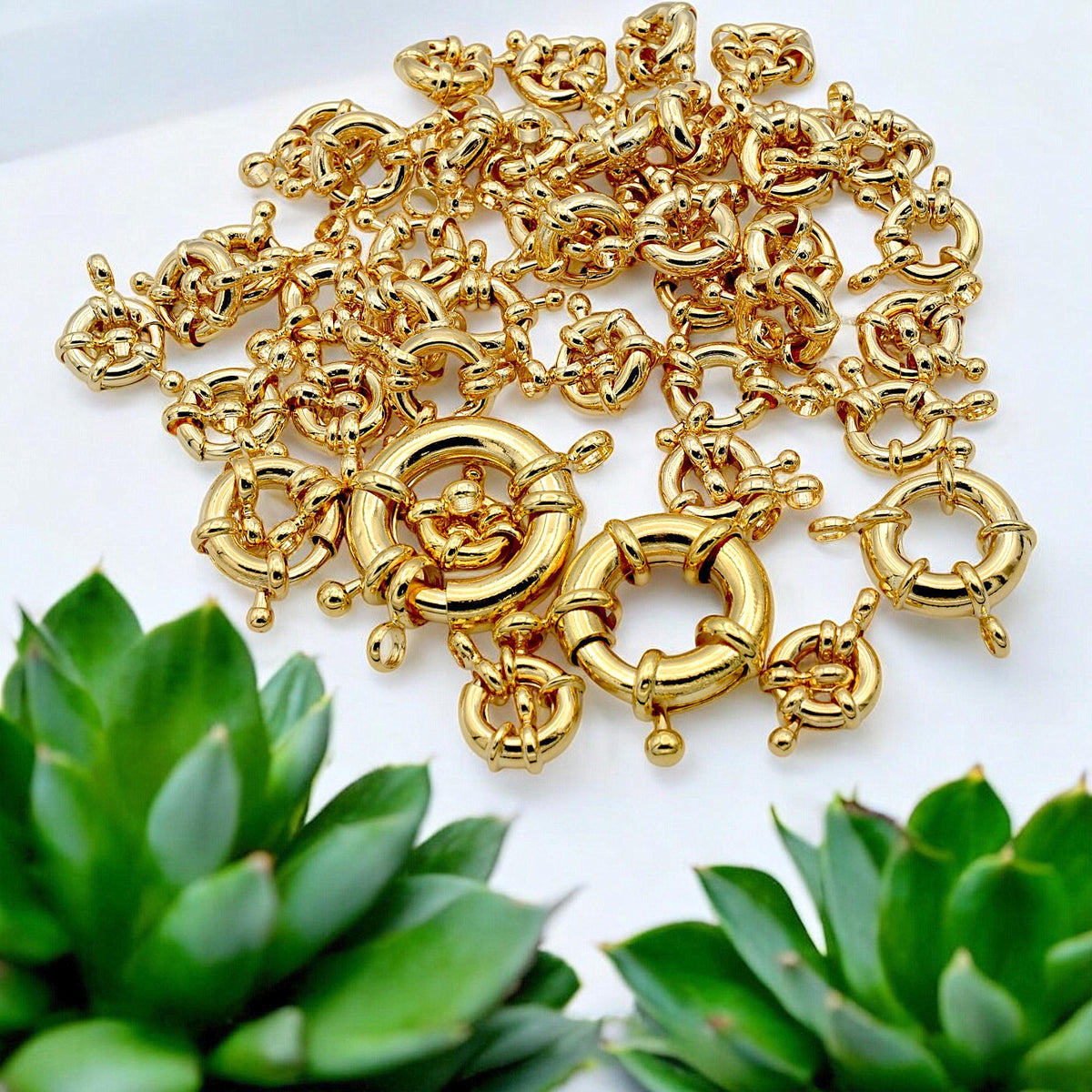 Wheel Spring Ring Clasp, Sizes, 10mm, 11mm, 13mm, 15mm,19mm,21mm 18K Gold Filled Alternative Findings Jewelry supplies 6 P...