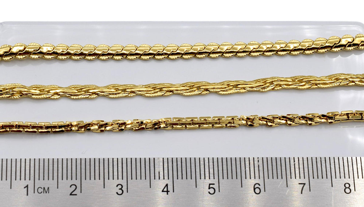 Gold Filled Waterproof Chains: Elegant Tarnish-Resistant Finish - Flat S-Snake, Twist Rope & Twisted Box Styles for Jewelry Making