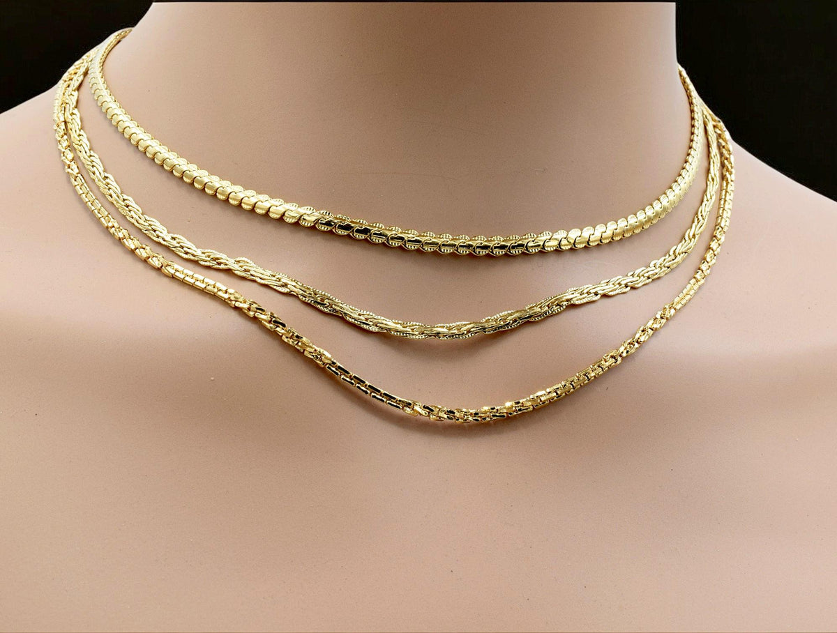 Gold Filled Waterproof Chains: Elegant Tarnish-Resistant Finish - Flat S-Snake, Twist Rope & Twisted Box Styles for Jewelry Making