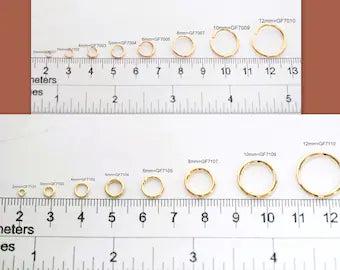 18K Gold Filled Alternative Findings Jump Rings Beads, Seamless, Various Sizes, 2mm, 3mm, 4mm, 5mm, 6mm,  8mm, 10mm, 12mm...