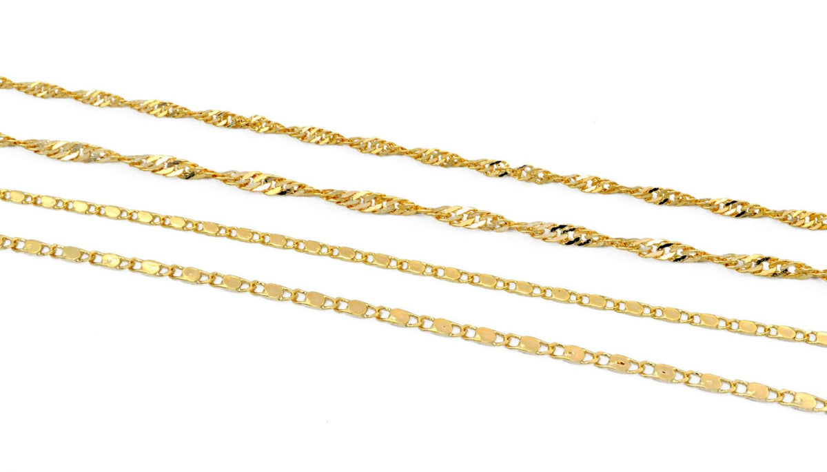 3Ft/PK 14K Gold Filled Singapore/Bar Scroll necklace Chain 1.8/2/2.8mm Findings For Jewelry Supplier and customize Wholesale - BeadsFindingDepot