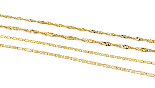 3Ft/PK 14K Gold Filled Singapore/Bar Scroll necklace Chain 1.8/2/2.8mm Findings For Jewelry Supplier and customize Wholesale - BeadsFindingDepot