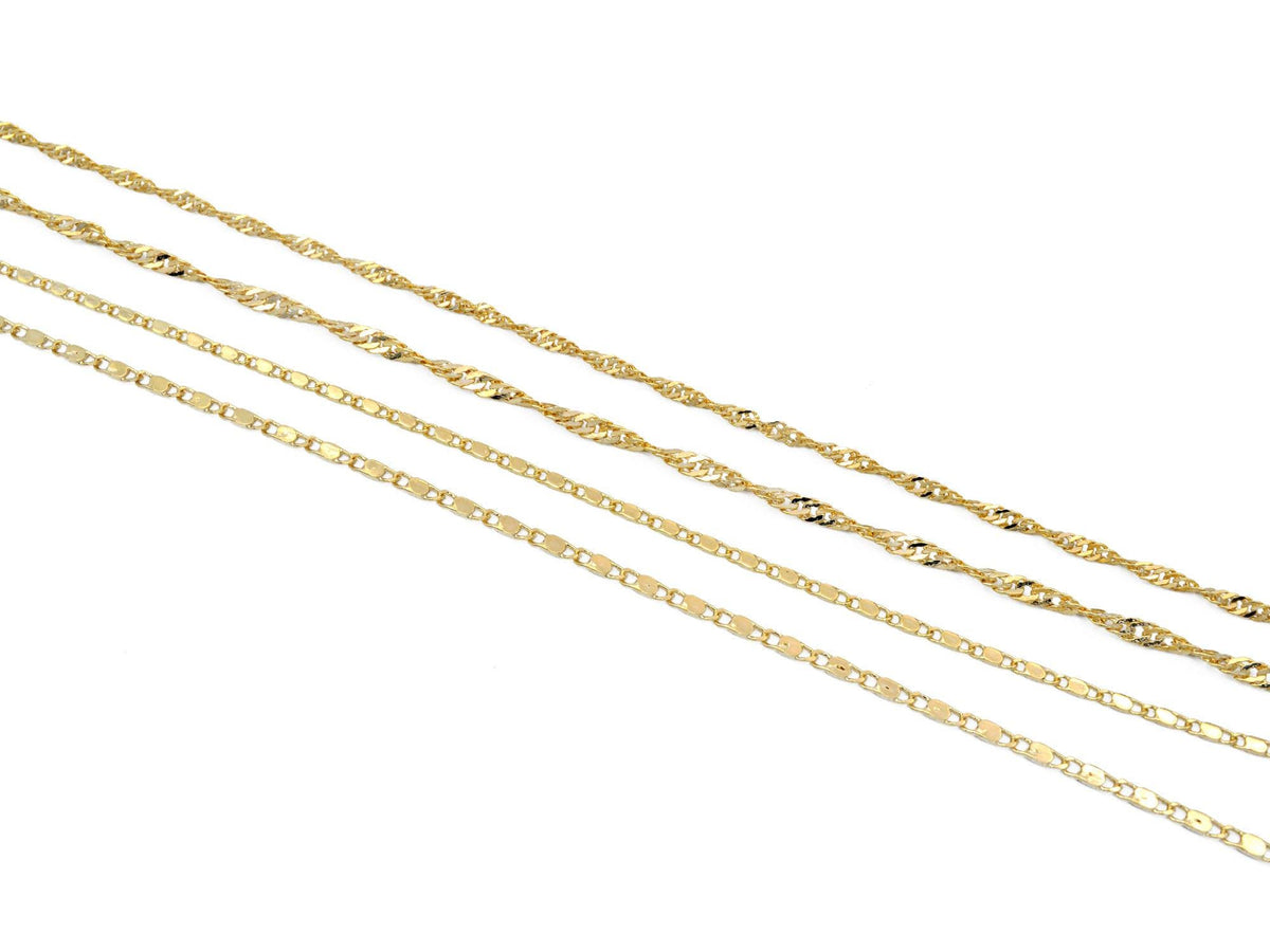 3Ft/PK 14K Gold Filled Singapore/Bar Scroll necklace Chain 1.8/2/2.8mm Findings For Jewelry Supplier and customize Wholesale - BeadsFindingDepot