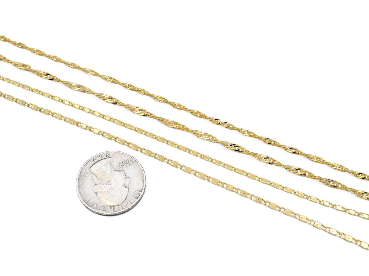 3Ft/PK 14K Gold Filled Singapore/Bar Scroll necklace Chain 1.8/2/2.8mm Findings For Jewelry Supplier and customize Wholesale - BeadsFindingDepot