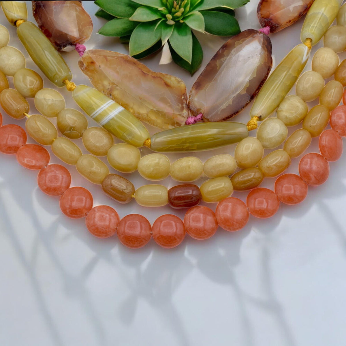 Bulk Mixed Yellow & Orange Agate Gemstone Beads Natural Polished Loose Beads for Jewelry Making, DIY Crafts, and Beading W...