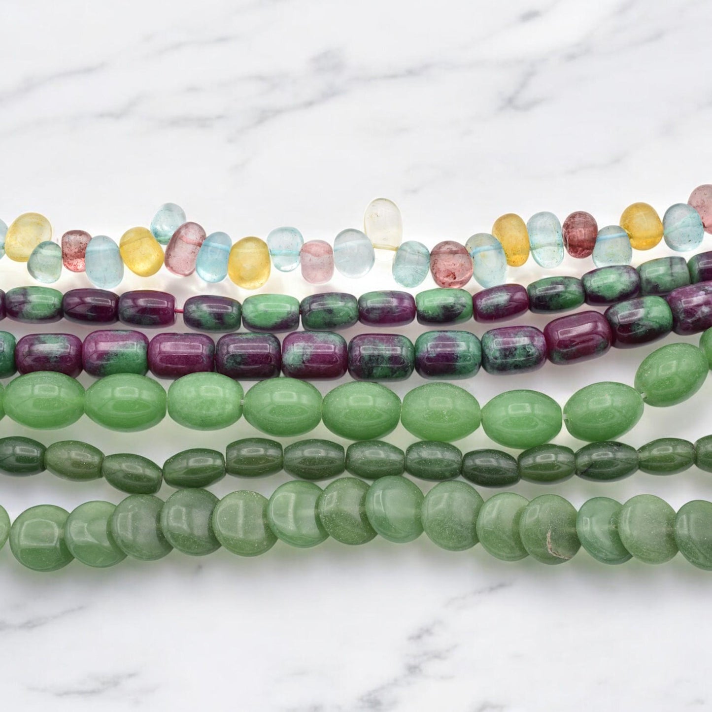 Bulk Green Aventurine, Fluorite, Ruby Zoisite, Jade Gemstone Beads – Natural Polished Loose for Jewelry Making, DIY Crafts Beading-Wholesale