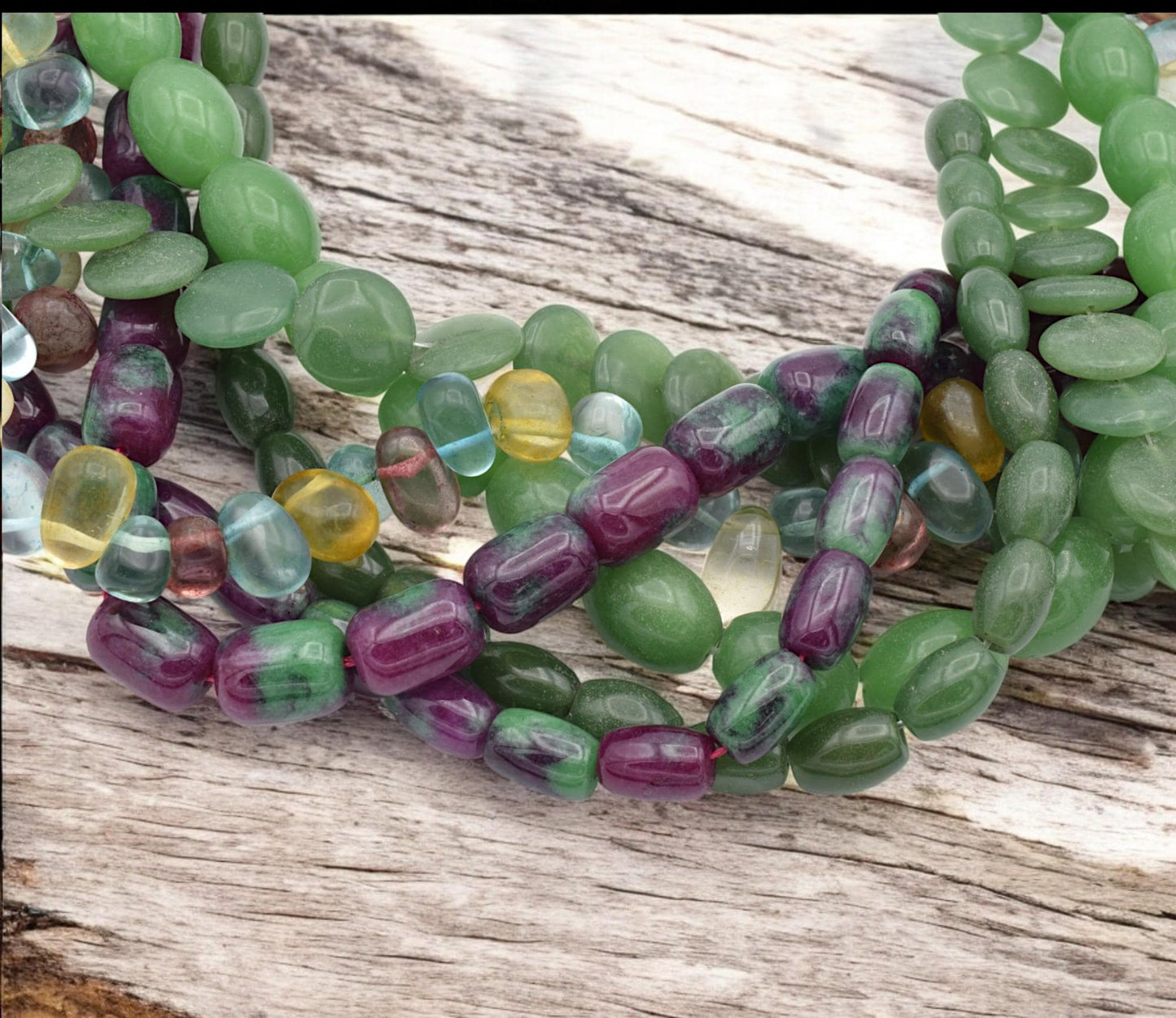 Bulk Green Aventurine, Fluorite, Ruby Zoisite, Jade Gemstone Beads – Natural Polished Loose for Jewelry Making, DIY Crafts Beading-Wholesale