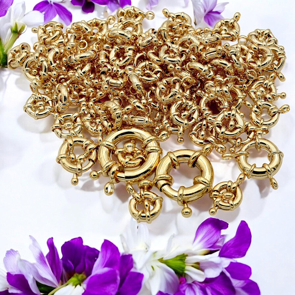 Wheel Spring Ring Clasp, Sizes, 10mm, 11mm, 13mm, 15mm,19mm,21mm 18K Gold Filled Alternative Findings Jewelry supplies 6 P...