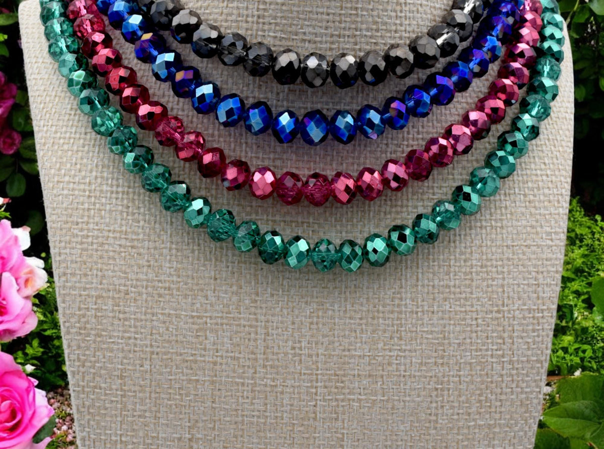 Faceted Crystal Rondelle Beads, Strands for Jewelry Making, Shiny Spacer Beads, DIY Bracelet Necklace Supplies, Gemstone C...