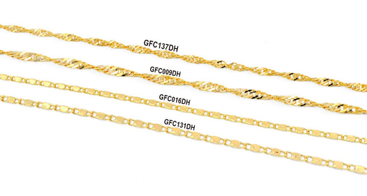 3Ft/PK 14K Gold Filled Singapore/Bar Scroll necklace Chain 1.8/2/2.8mm Findings For Jewelry Supplier and customize Wholesale - BeadsFindingDepot