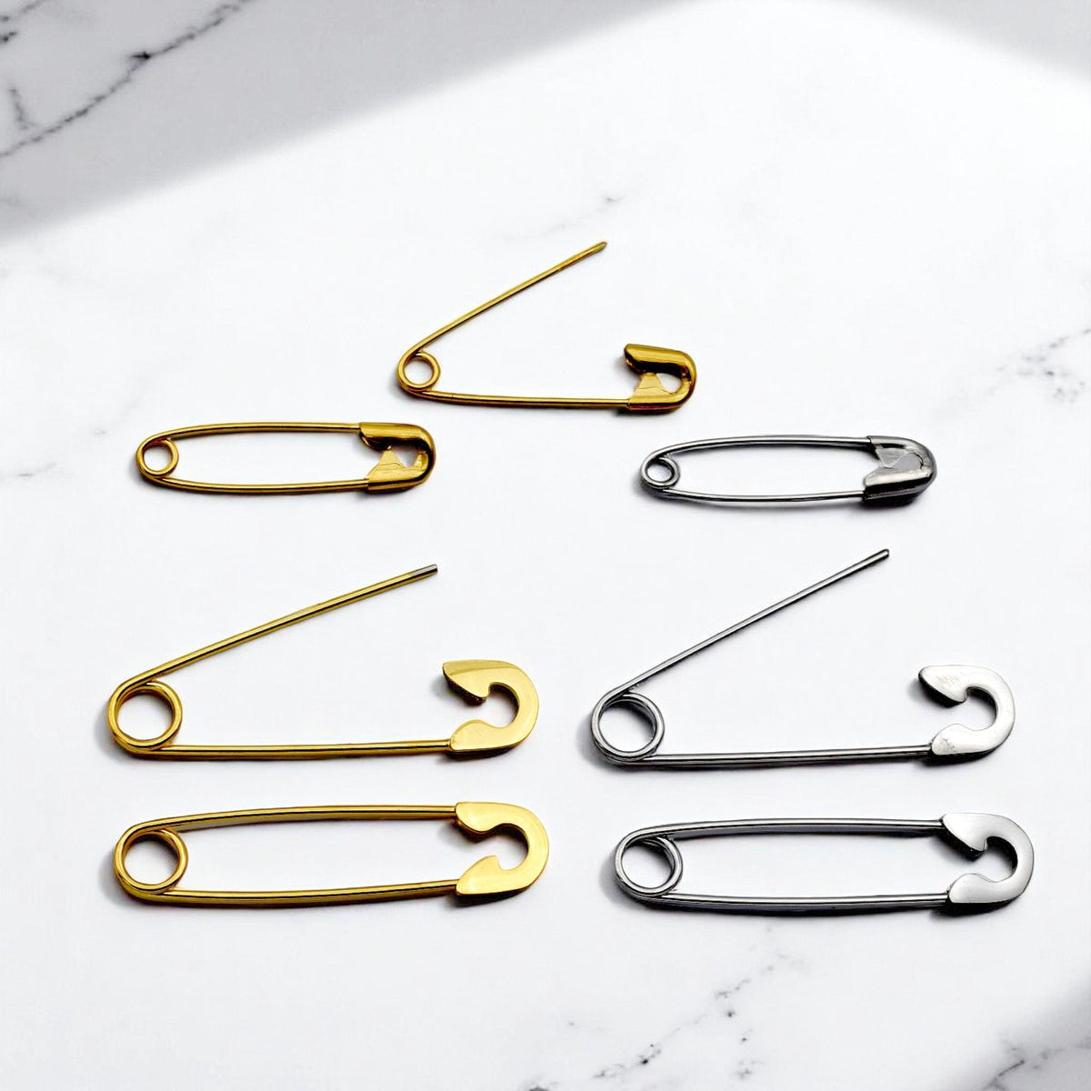 Gold Plated Silver Craft And DIY Pins - Rust-Resistant Safety Pins, Durable 304 Steel, Hypoallergenic, Multi-Size Options for Crafts