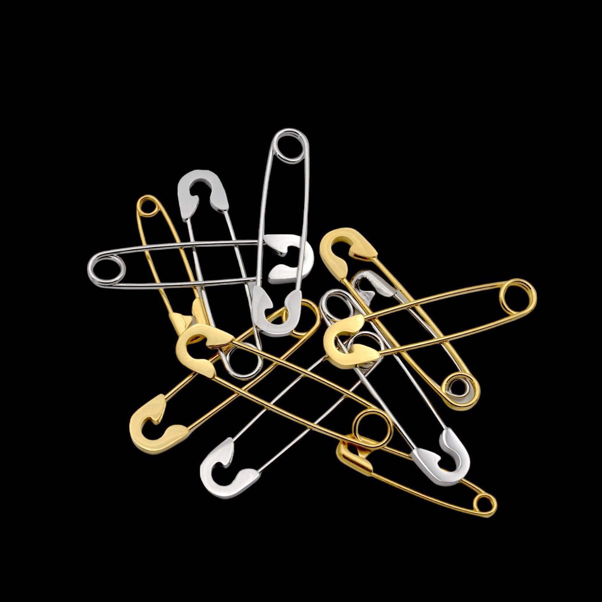 Gold Plated Silver Craft And DIY Pins - Rust-Resistant Safety Pins, Durable 304 Steel, Hypoallergenic, Multi-Size Options for Crafts