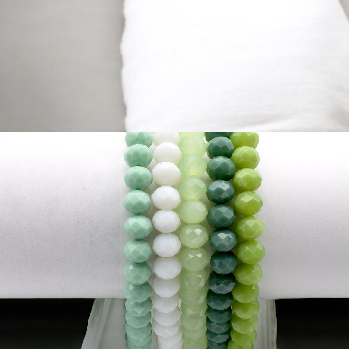Green White Milky 8mm Rondelle Beads: Faceted Gradient Crystal - Jade, Olive & White, Jewelry Crafting, DIY Necklace Supplies