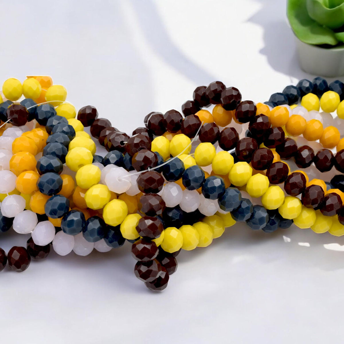 Rondelle Beads 8mm Faceted Crystal - Multicolor Glossy Finish, Bold Palette, Jewelry Making, DIY Craft Supplies