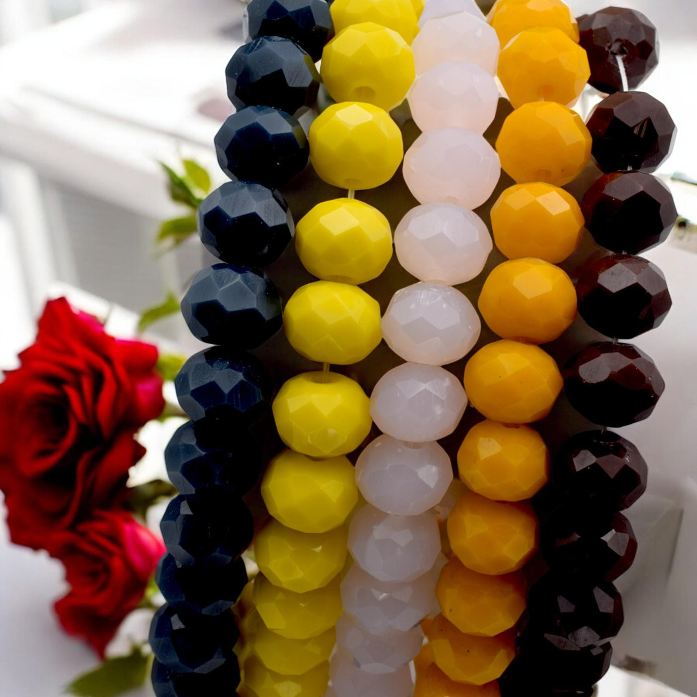 Colorful Faceted Crystal Rondelle Beads | 8mm Glass Beads for Jewelry Making | Multicolor DIY Craft Supplies. jewelry maki...