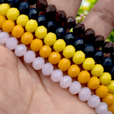 Colorful Faceted Crystal Rondelle Beads | 8mm Glass Beads for Jewelry Making | Multicolor DIY Craft Supplies. jewelry maki...