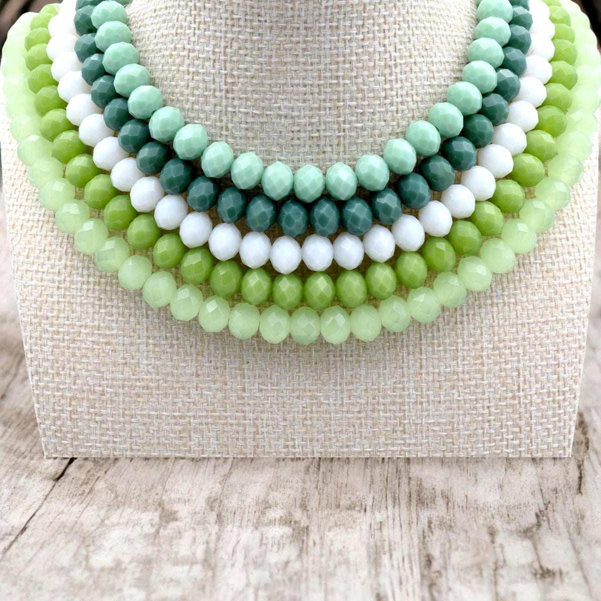 Faceted Crystal Beads in Green & White Milky 8mm Rondelle Beads for Jewelry Making DIY Beading Supplies. Bracelet and Neck...