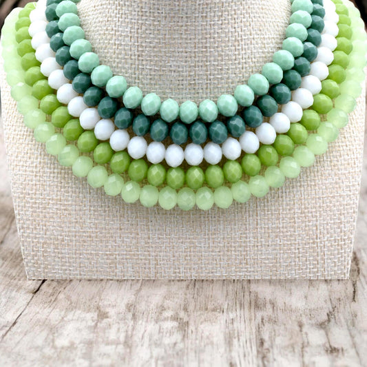 Faceted Crystal Beads in Green & White Milky 8mm Rondelle Beads for Jewelry Making DIY Beading Supplies. Bracelet and Neck...